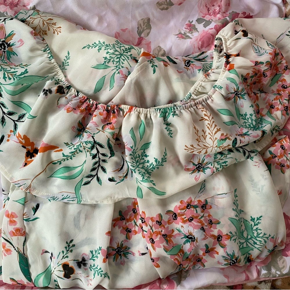 Long floral dress with frilly top